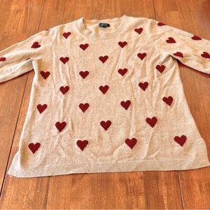 J Crew 100% Cashmere Pullover Heart Sweater L